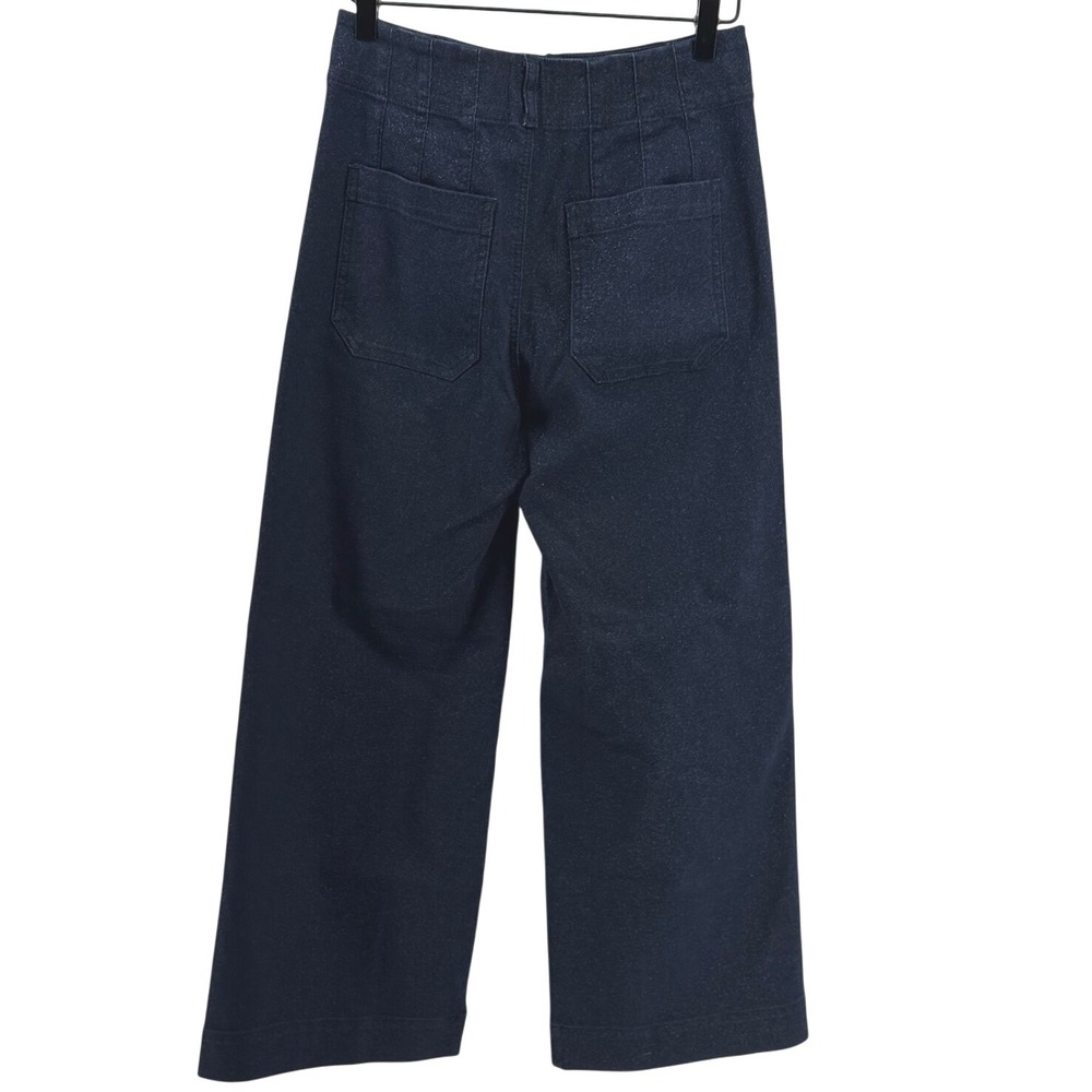 Maeve Colette Sparkle Denim‎ Pants Womens 26 Blue Cropped Wide Leg Anthropologie - Picture 4 of 9